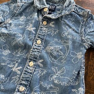 GAP Kids Denim Dino Button Down Shirt